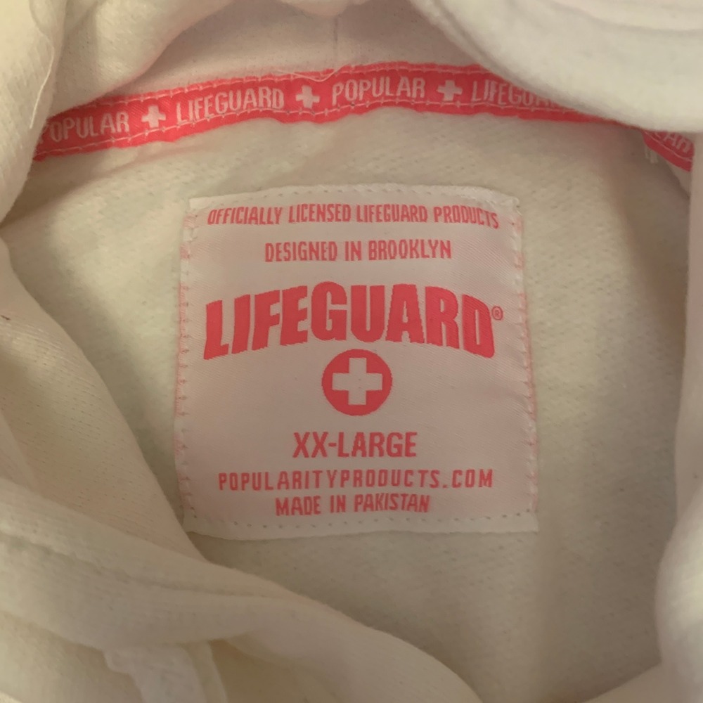 Lifeguard White Pink Pullover Hoodie Adult XXL NWT - Picture 2 of 5